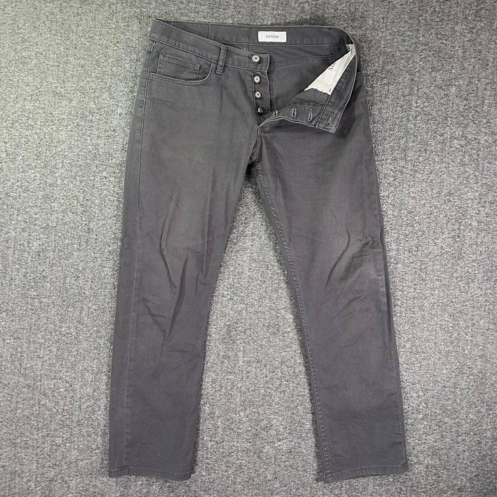 Gustin Pants Men 34x29 Gray Slim Fit Button Fly